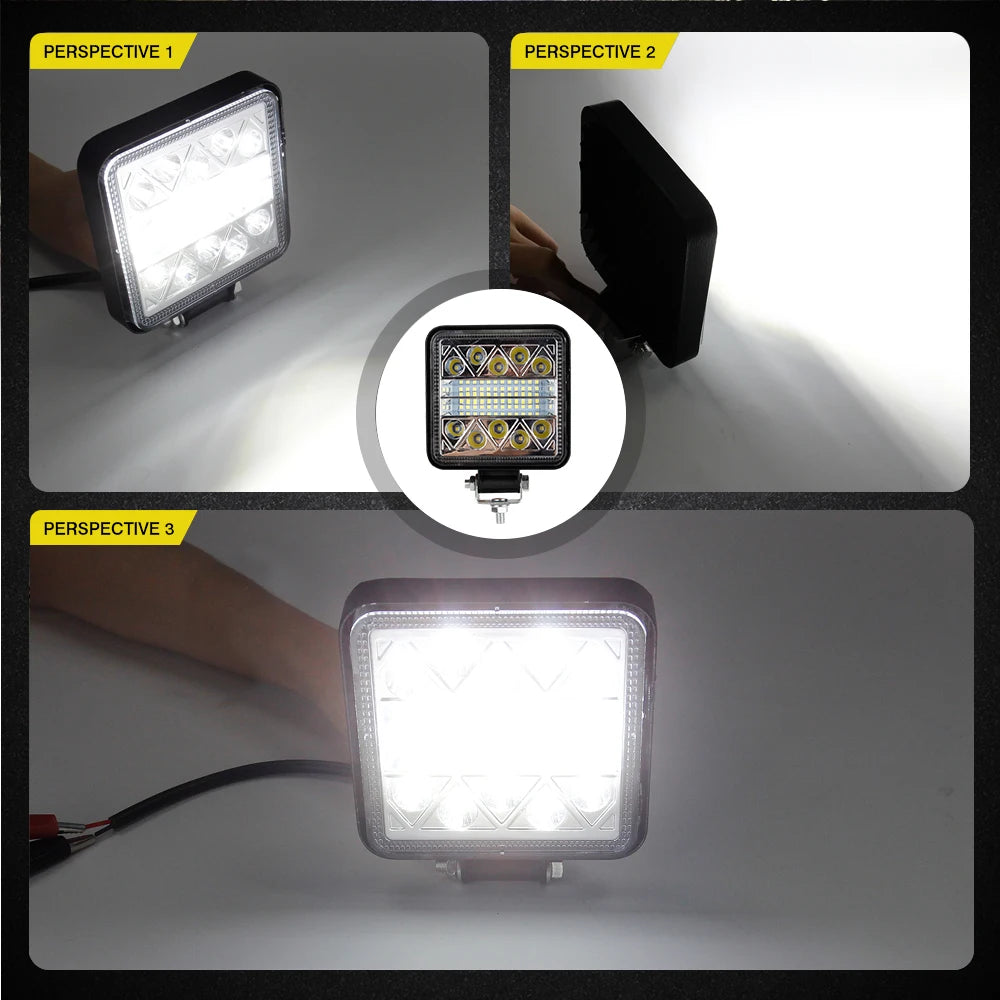 Barra de luces LED de trabajo de 102 W y 4 pulgadas, foco de conducción para camión, barco, ATV, Jeep, tractor, todoterreno, 4x4, barra de faros automáticos de 12 V y 24 V