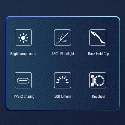 Mini EDC Keychain Flashlight TYPE-C Rechargeable Torch Portable Work Cap Light Tiki Fishing Camping Head Flashlight COB CL11