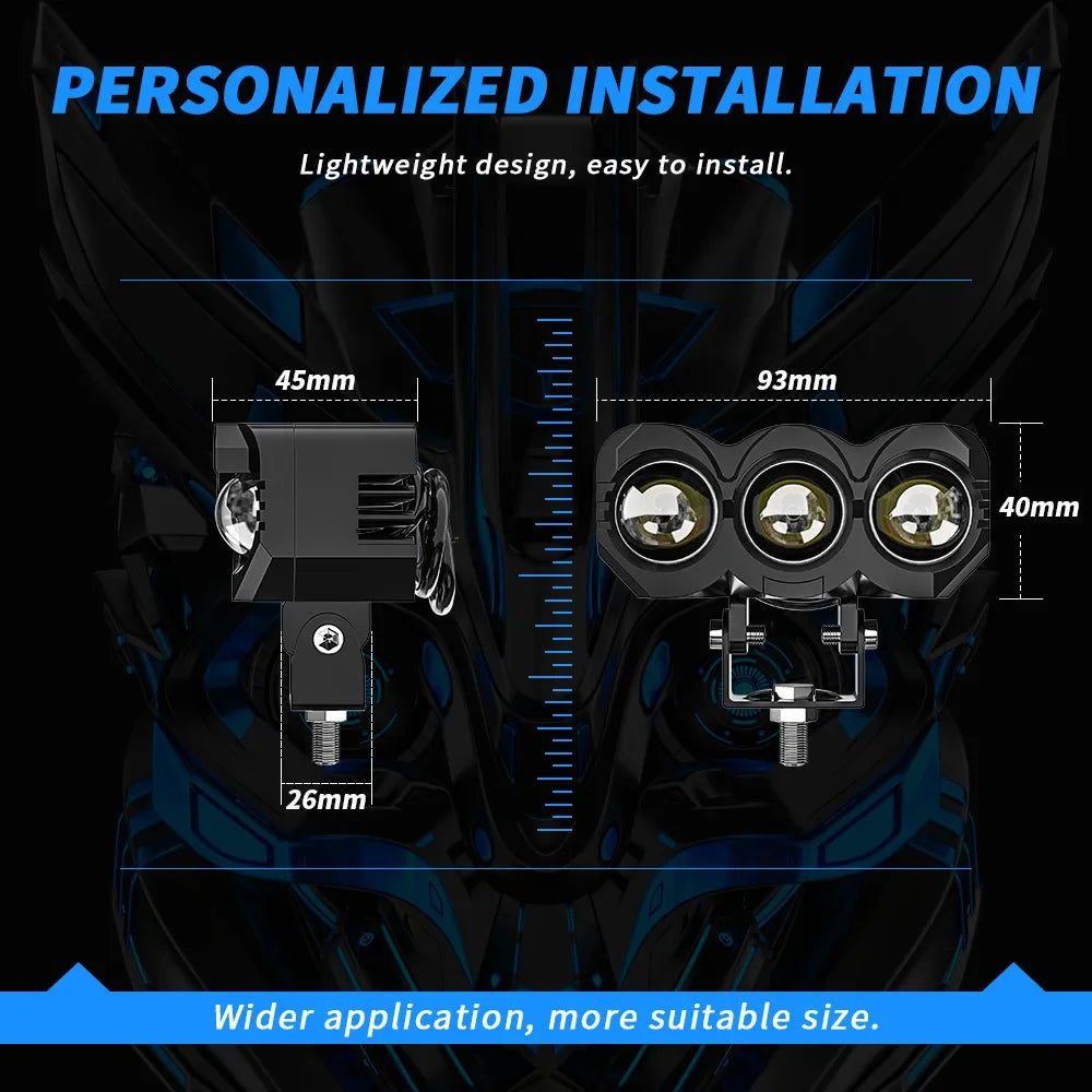 Motorcycle led lights white and yellow double light owl external electric car headlights modified led lights