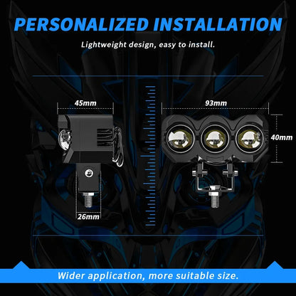 Motorcycle led lights white and yellow double light owl external electric car headlights modified led lights