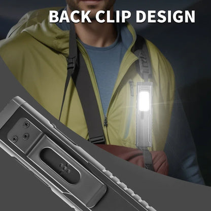 New Multi-Functional USB Rechargeable Work Light with Sound Alarm Strong Magnetic COB Aluminum Clip Pen Torch Handheld Flashlight