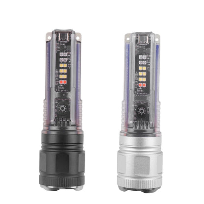 Mini Flashlight XHP50/30W LED 1000LM 1200M Range UV Light Built-in Battery Solar Rechargeable Torch Telescopic Zoom Lamp