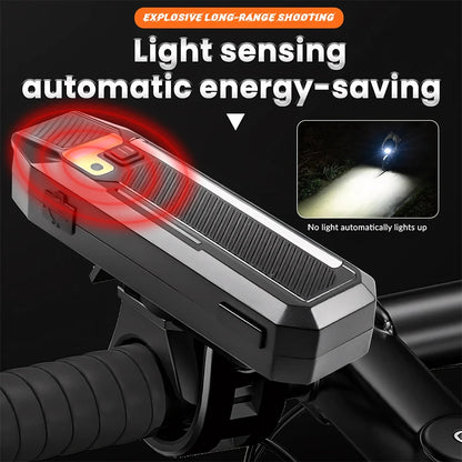 New night-time smart light-sensitive LED bike light with remote control and speaker, USB charging, lightweight for night riding