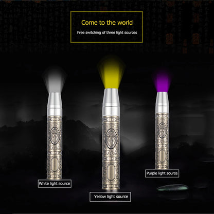UV LED Flashlight 3 Modes Identification Jade Detector 365nm Ultraviolet Aluminum Alloy Emerald Jewelry Gems Amber Torch Lamp 1319
