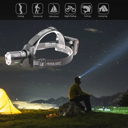 30W LED Camping Search Light Angle Adjustable Super Bright Headlight Power Display Outdoor Portable Headlamp for Power Outages