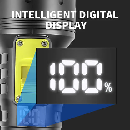 New XHP70 Diving Flashlight IPX8 Waterproof Digital Charging Case Dual-Use Underwater Land High-Intensity Flashlight