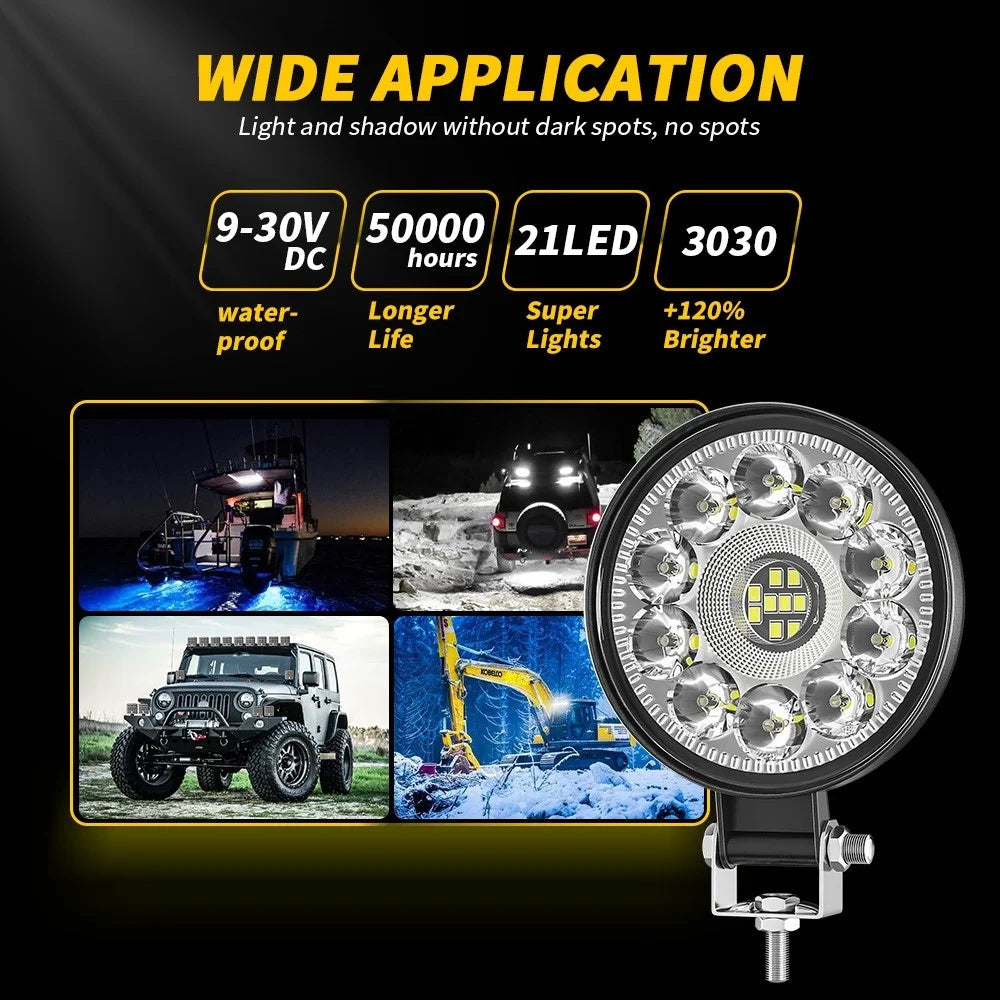 Car LED Work Private Model 3 Inch Round 21LED Odlight Auxiliary Off-Road Vehicle Modification Light