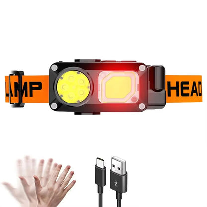 Powerful Rechargeable Sensor Head Flashlight With angle Adjustable For Fishing Led Headlamp Camping Headlights Hunting Lantern