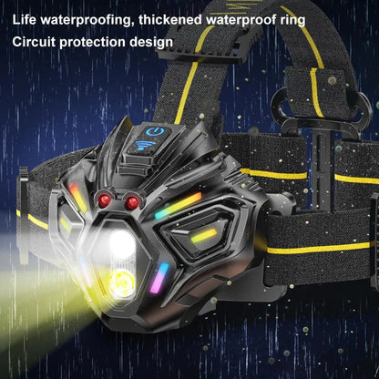 Motion Sensor Headlamp USB Type C Fast Charging 16modes Powerful Headlamp Torch Battery For Outdoor Camping