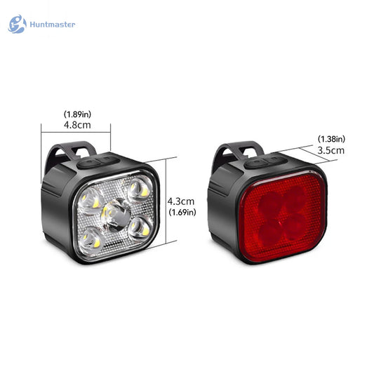 Huntmaster 5LED High Bright Bicycle Lighting Warning Light Waterproof MTB Bike Headlight Taillight
