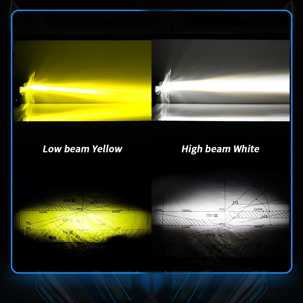 Motorcycle led lights white and yellow double light owl external electric car headlights modified led lights