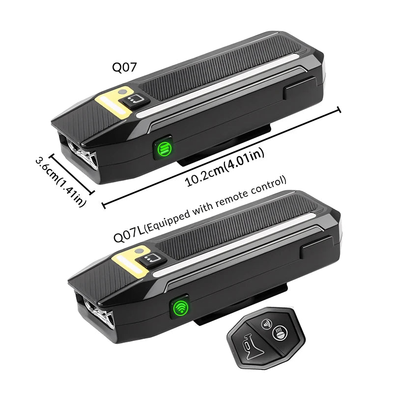 New night-time smart light-sensitive LED bike light with remote control and speaker, USB charging, lightweight for night riding