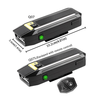 New night-time smart light-sensitive LED bike light with remote control and speaker, USB charging, lightweight for night riding