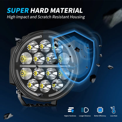 7" Round Car Working Light Truck Off-Road Driving Light Retrofitted Front Headlight Auxiliary Car Light Day Running Light 7R02