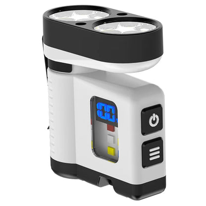 10LED Mini Flashlight with USB Charging Digital Display Red/Blue Warning Portable Magnetic Work Light for Outdoor Use