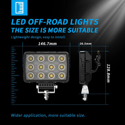 5.7Inch 48 LED Rectangle Floodlight 9-80V Car Work Light For Jeep Truck Boat Tractor ATV Offroad 4X4 Barra LED Headlight