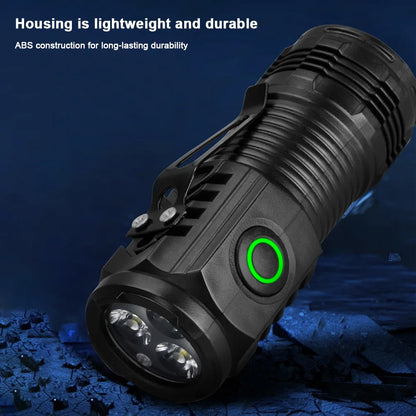 Mini LED Flashlight USB TYPE-C Rechargeable with Clip Pocket Flashlight 3 Light Modes Hat Clip Light for EDC Camping Hiking Emergency