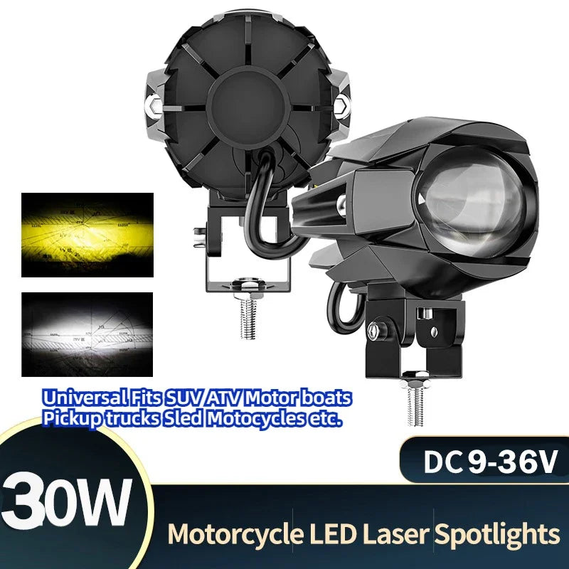 New Motorcycle LED Fog lights Spotlight Auxiliary Fog Lamps High Low Beam Driving Work Lights Lens 6000lm Sled Trucks Universal