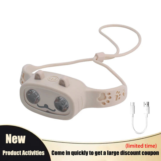 Kids Rechargeable LED Headlamp with Built-in Battery 4 Lighting Modes Waterproof Head Torch for Outdoor Camping & Gifts
