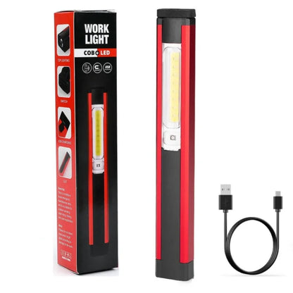 Portable 5 Mode COB LED Flashlight Magnetic Work Lamp USB Rechargeable Inspection Light with Red / White Light for Camping