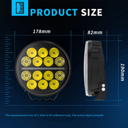 7" Round Car Working Light Truck Off-Road Driving Light Retrofitted Front Headlight Auxiliary Car Light Day Running Light 7R01