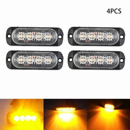 Barra de luces LED ámbar para rejilla de coche, luz de emergencia para camión, furgoneta, todoterreno, 12-24 V, luz de advertencia lateral estroboscópica LED, lámpara de baliza para coche