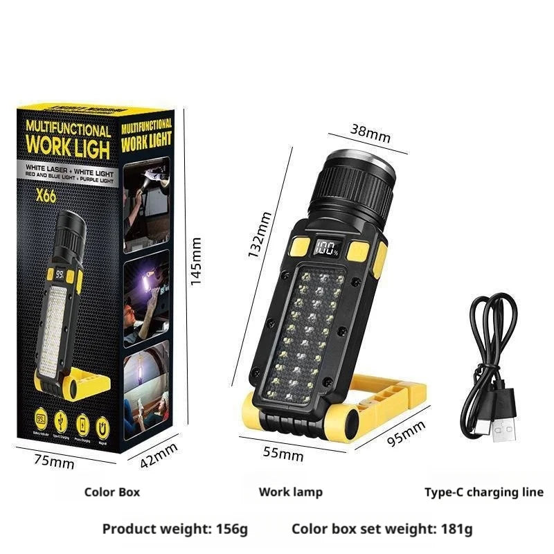Multi-Purpose Outdoor Flashlight with Magnetic Emergency Lighting Purple Light Detection Work Light for Maintenance