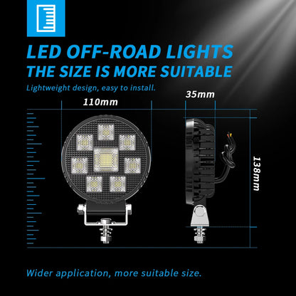4 Inch Black Knight Round Floodlight 44 LED 9-32V Car Work Light For Jeep Truck Boat Tractor ATV Offroad 4X4 Barra LED Headlight
