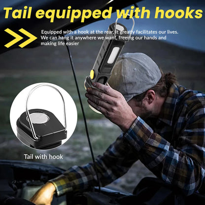 Multifunctiona LED Work Light Handheld Flashlight Built-in Battery Lamp Torch Rechargeable Emergency Car Inspection Lamp