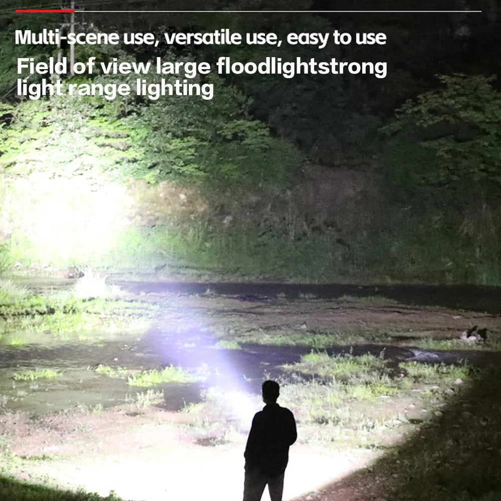 High Power LED Flashlight 30W Strong Light Lantern USB Rechargeable Torch Waterproof Outdoor Super Bright Lamp Self Defense