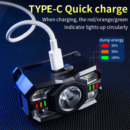 LED Induction Headlamp USB Charging Super Bright Headlight Motion Sensor Headlight Torch for Outdoor Camping Running