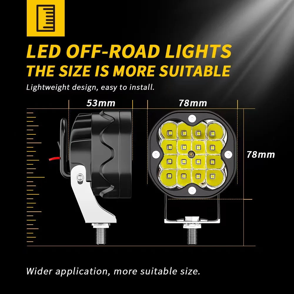 Foco de trabajo LED todoterreno de 3 pulgadas, cuadrado, combinado, 12 V-24 V, 48 W, 4 x 4, para coche, camión, tractor, motocicleta, barco