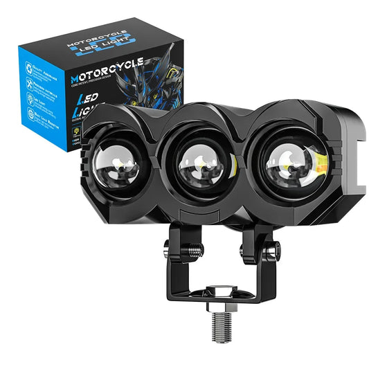 Motorcycle led lights white and yellow double light owl external electric car headlights modified led lights
