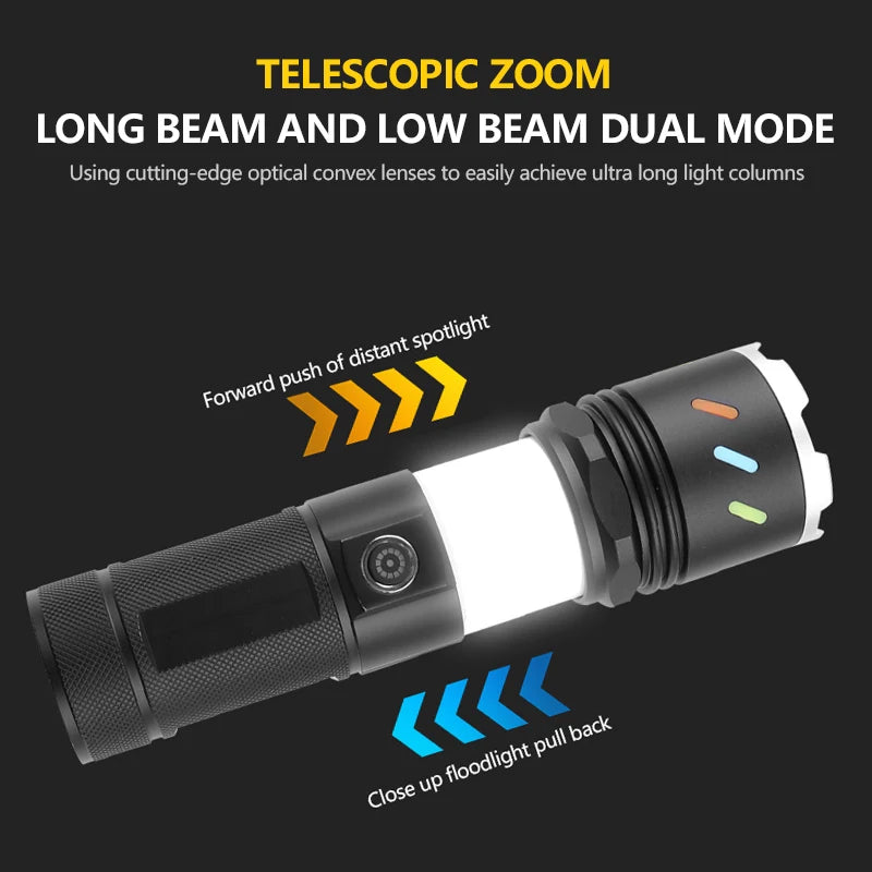 30W Hunting Flashlight Powerful Torch Lintern 1500LM Tactical Bike Light 18650 Aluminum Waterproof Lamp 8 Mode