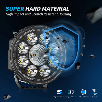 7" Round Car Working Light Truck Off-Road Driving Light Retrofitted Front Headlight Auxiliary Car Light Day Running Light 7R04