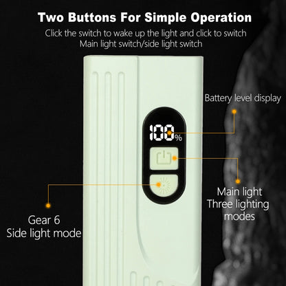 Bicycle Front Light with Colorful Warning Side Light Digital Display MTB Head Light Bottom Magnet Flashlight Cycling Accessories