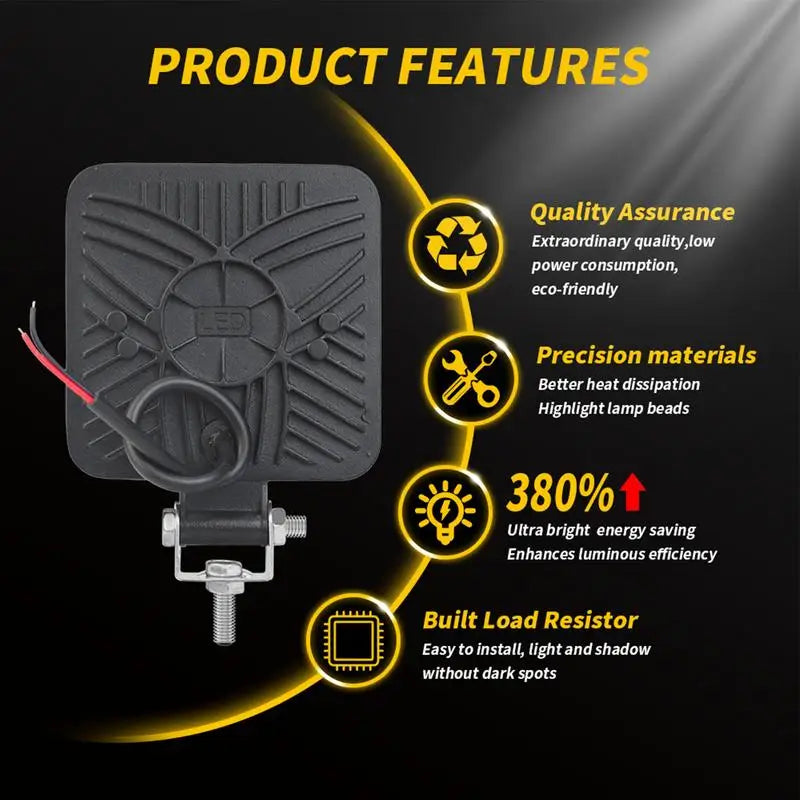 New 4Inch Square 64LED Driving Floodlight Waterproof LP68 Work Led Headlights Flood Flash Working Lights for Tractors