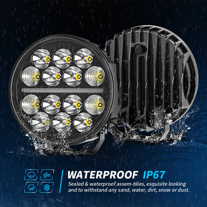 7" Round Car Working Light Truck Off-Road Driving Light Retrofitted Front Headlight Auxiliary Car Light Day Running Light 7R01