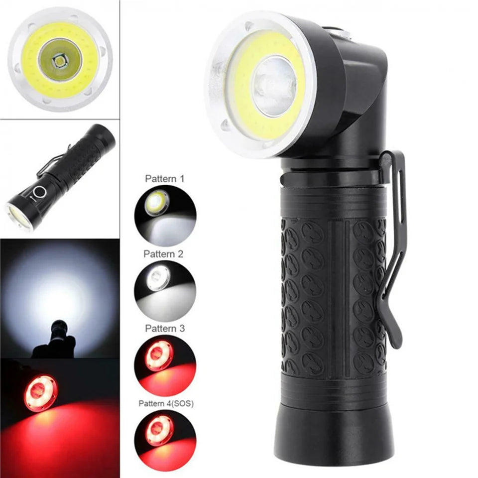 Potente linterna LED T6+COB, 4 modos, luz de trabajo plegable de 90°, luz de inspección LED, linterna táctica con cola magnética para acampar