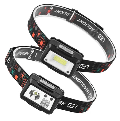 Super Bright Mini LED Headlamp USB Rechargeable 18650 Battery Headlight Dual Light Source Outdoor Camping Hunting Head Lamp