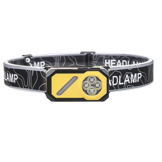 Mini Headlight Flashlight 6-In-1 Induction Dimming 400 Lumens Main Side Light+RGB 12 Mode Ipx4 Waterproof Type-C Charging