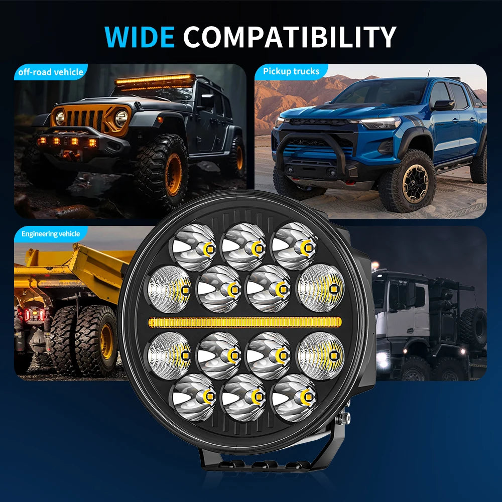 7" Round Car Working Light Truck Off-Road Driving Light Retrofitted Front Headlight Auxiliary Car Light Day Running Light 7R01