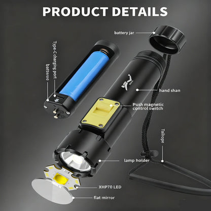 Diving Flashlight 2000LM USB Rechargeable Underwater Light 50M IPX8 Waterproof Scuba Speargun Light for Diving Spearfishing Swim