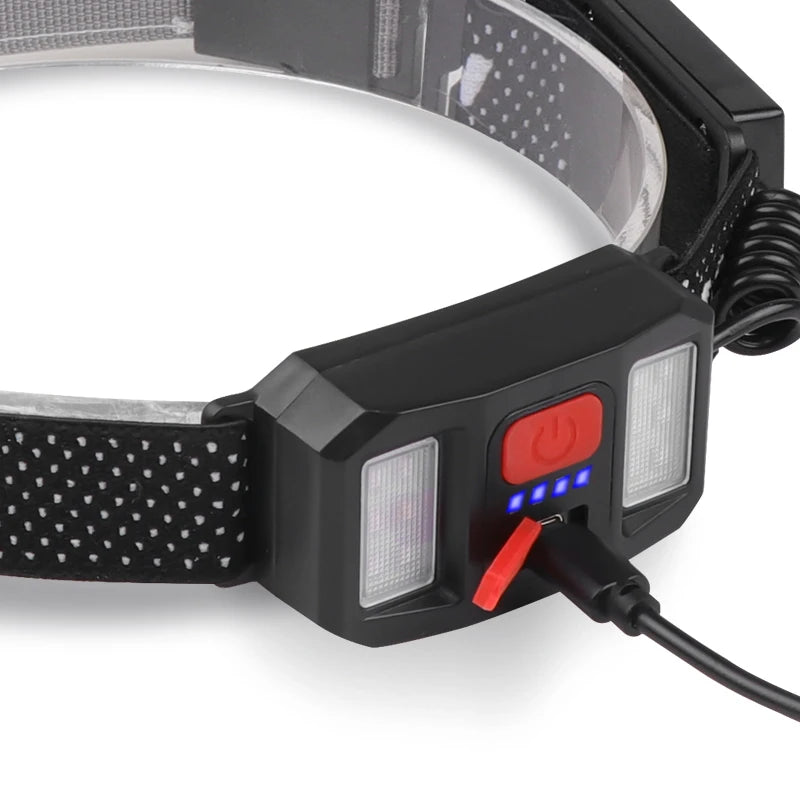 Headlamp Sensor XPE COB Led Headlight Waterproof Built-in Battery High Power Type-C USB Rechargeable Portable Head Light