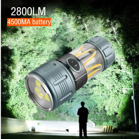 Multifunctional LED Flashlight Large Capacity Battery USB Rechargeable Dual Light Tactical Flashlight Outdoor Emergency Camping