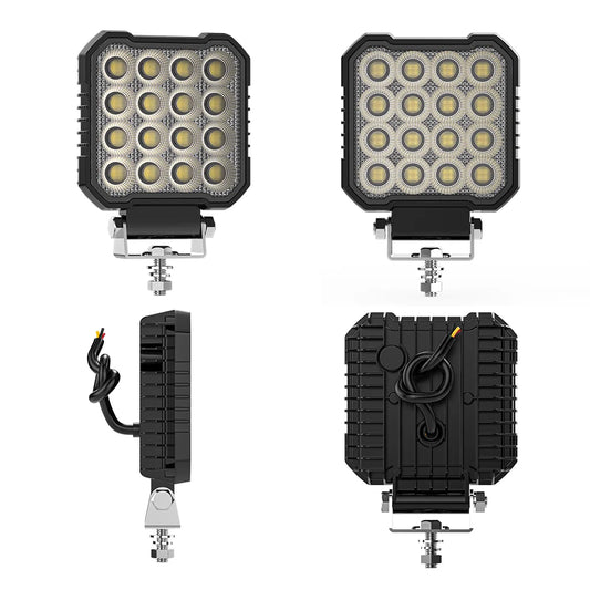 4 Inch 64 LED Square Floodlight 9-80V 24W Car Work Light For Jeep Truck Boat Tractor ATV Offroad 4X4 Barra LED Headlight
