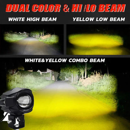 New Motorcycle LED Fog lights Spotlight Auxiliary Fog Lamps High Low Beam Driving Work Lights Lens 6000lm Sled Trucks Universal