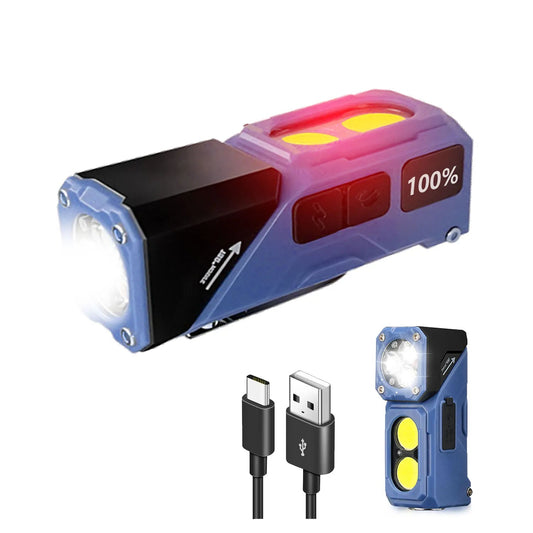 MINI USB Rechargeable LED Flashlight Portable Tail magnet flashlight Super Bright Camping Lantern Side COB emergency light