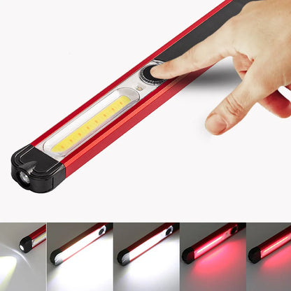 Ultra Slim Pocket Emergency Flashlight Fishing Torch 500mA USB Work Light 5Mode Magnet Inspection Lamp Red Camping Strobe