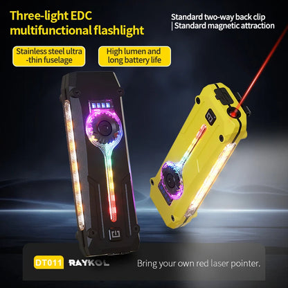 RGB Colorful Flashlight Multi-Light Outdoor Lamp with Pen Clip And Magnet - White Yellow Purple Red Strong Light Flat Lamp DTO11